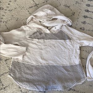 Ivory lightweight Free people crochet hoodie